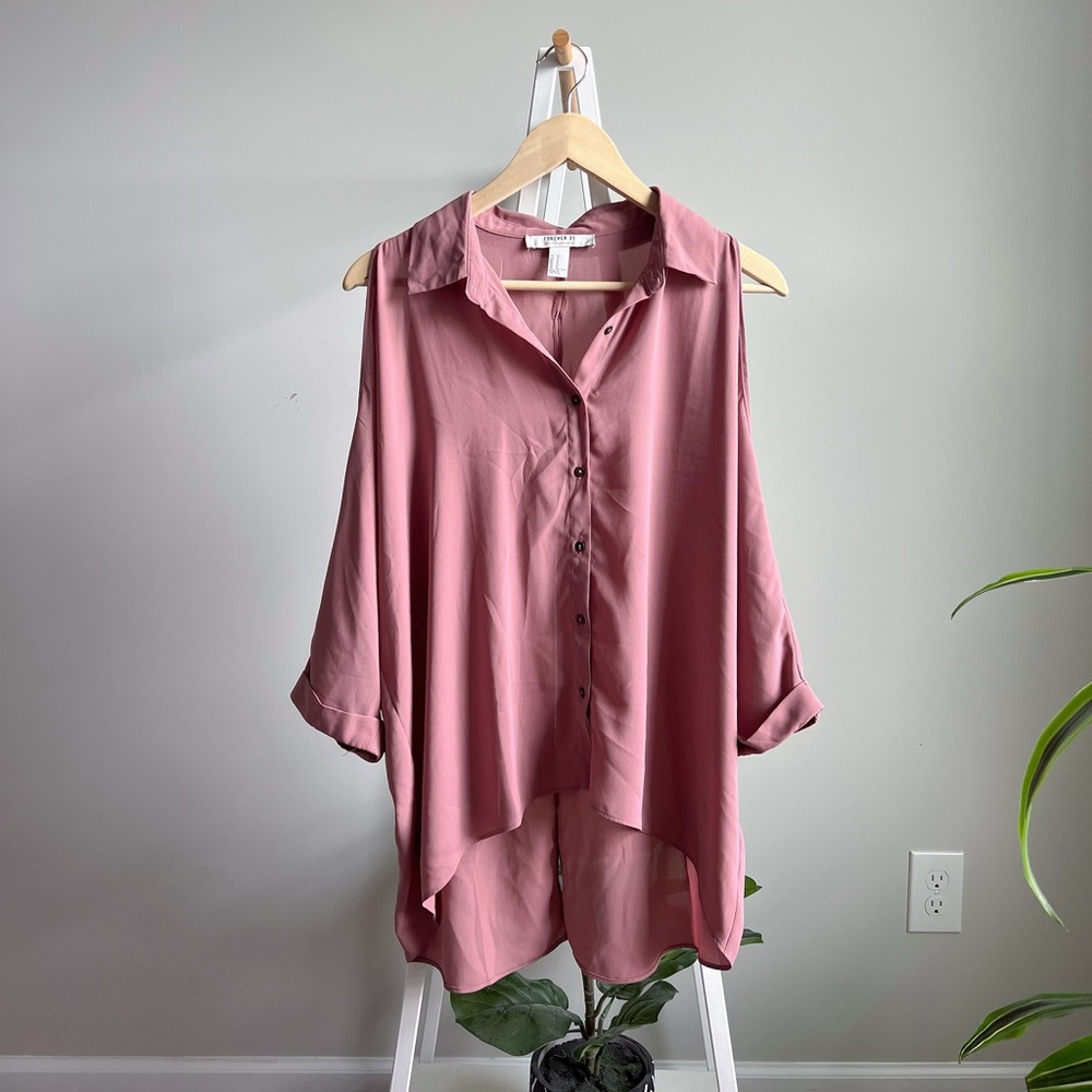 Open Shoulder Pink Blouse